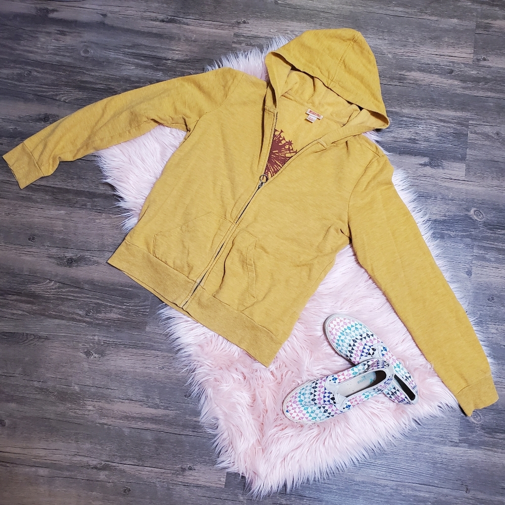 Yellow Marbled Hoodie with Dandelion design